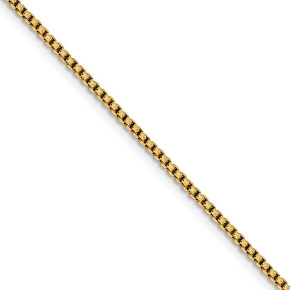 1.85mm 14k Yellow Gold Diamond Cut Round Box Chain Necklace 24 Inch